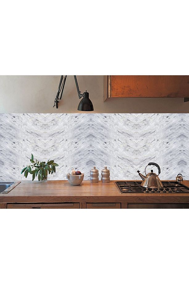 KENDİNDEN YAPIŞKANLI GRİ DALGALI DESENLİ PVC PANEL 41x62 cm (12 Adet) 3 M² - 4