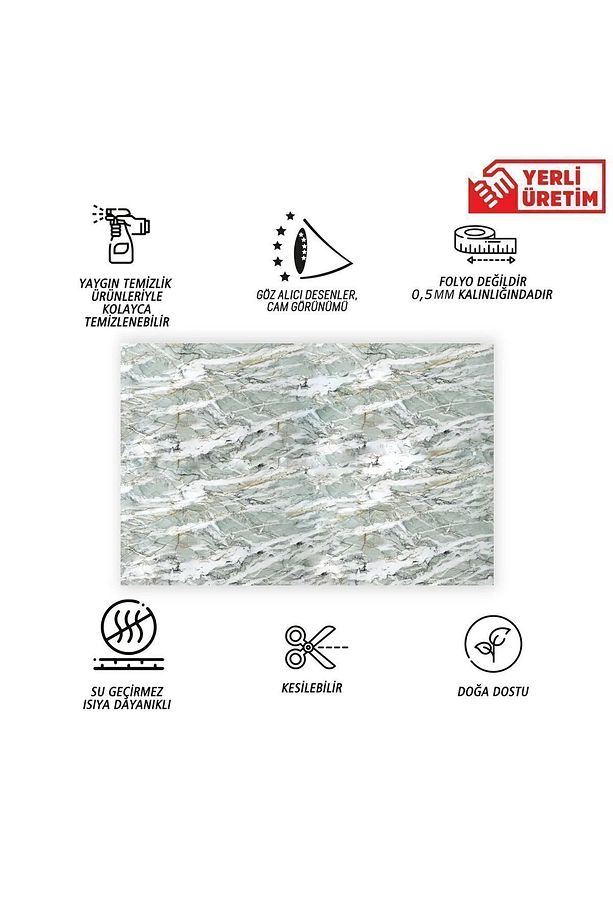 Kendinden Yapışkanlı Yeşil Agat Desenli Pvc Panel 41x62 Cm (12 Adet) 3 M² - 3
