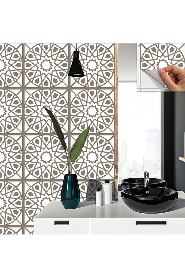 Kendinden Yapışkanlı Selçuklu Geometrik Desenli Pvc Karo 30x30 Cm (11 Adet) 1m2 - 5