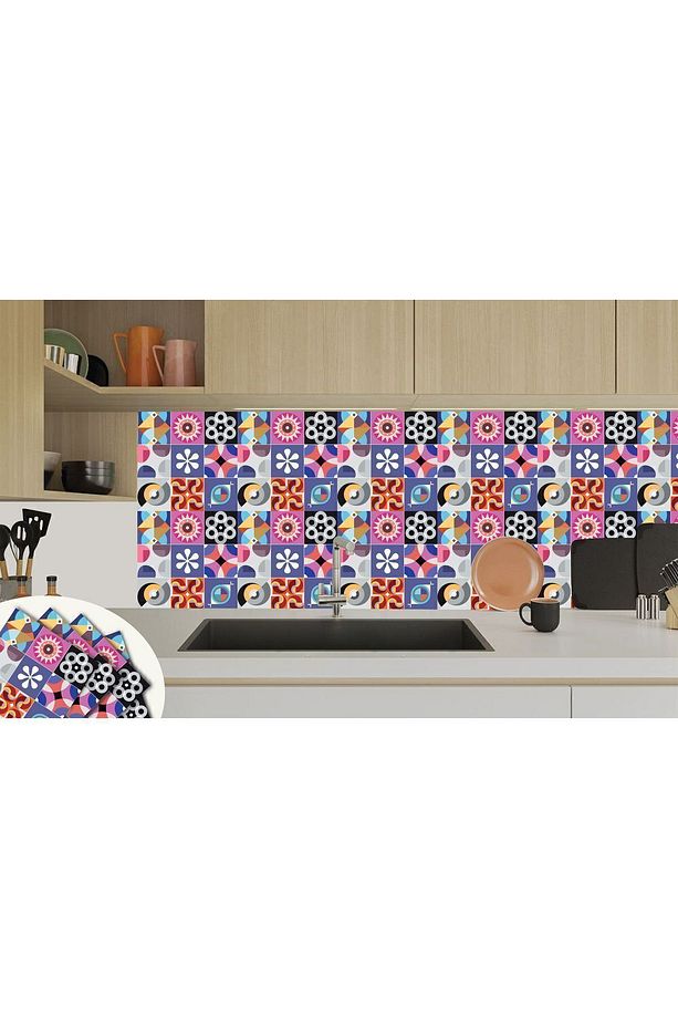 Kendinden Yapışkanlı Şeker Desenli Pvc Karo 30x30 Cm (11 Adet) 1m2 - 6