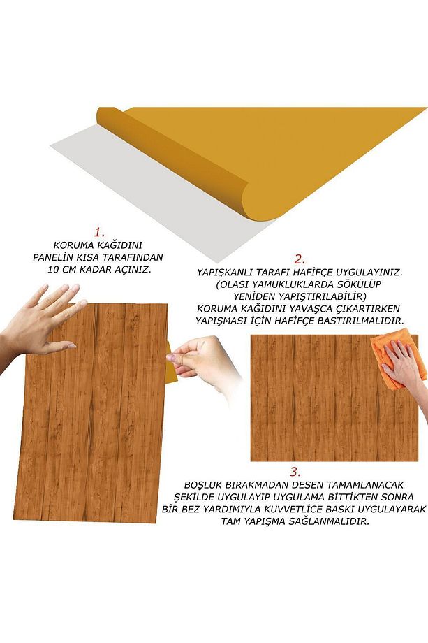 Kendinden Yapışkanlı Cilalı Ahşap Desenli Pvc Panel 41x62 Cm (4 Adet) 1 M² - 4
