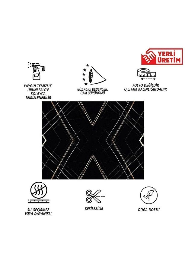 Kendinden Yapışkanlı Siyah Asorti Desenli Pvc Panel 41x62 Cm (4 Adet) 1 M² - 3