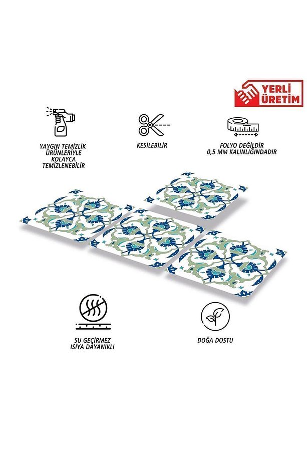 Kendinden Yapışkanlı Çini 01 Desenli Pvc Karo 30x30 Cm (4 ADET) 0,36 M2 - 2