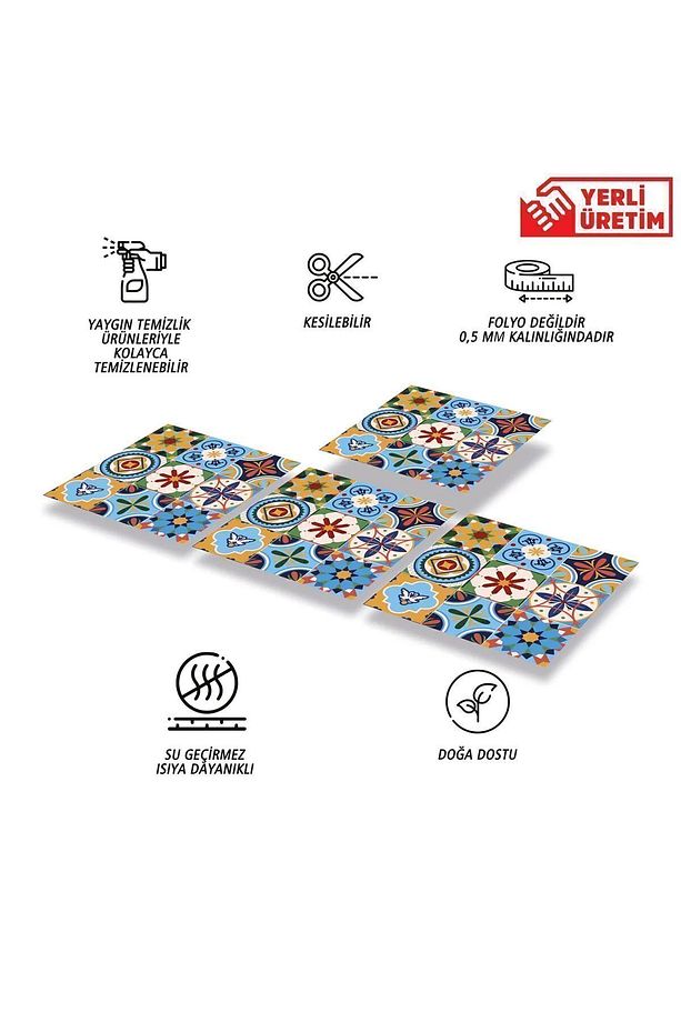 Kendinden Yapışkanlı Zambak Desenli Pvc Karo 30x30 Cm (11 Adet) 1m2 - 3