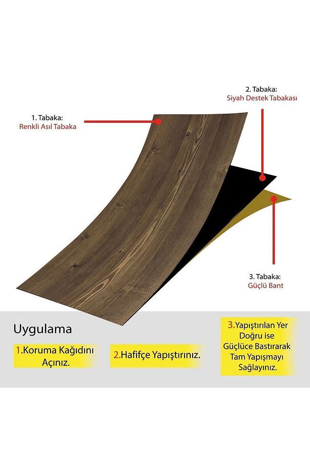 Kendinden Yapışkanlı Antik Desenli PVC Parke 25x80 cm / 5 Adet / 1 m² - 5