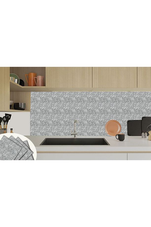 Kendinden Yapışkanlı Kesilebilir Zemin Kaplama Terrazzo Desenli Pvc Karo 30x30 Cm (4 ADET) 0,36 M2 - 5