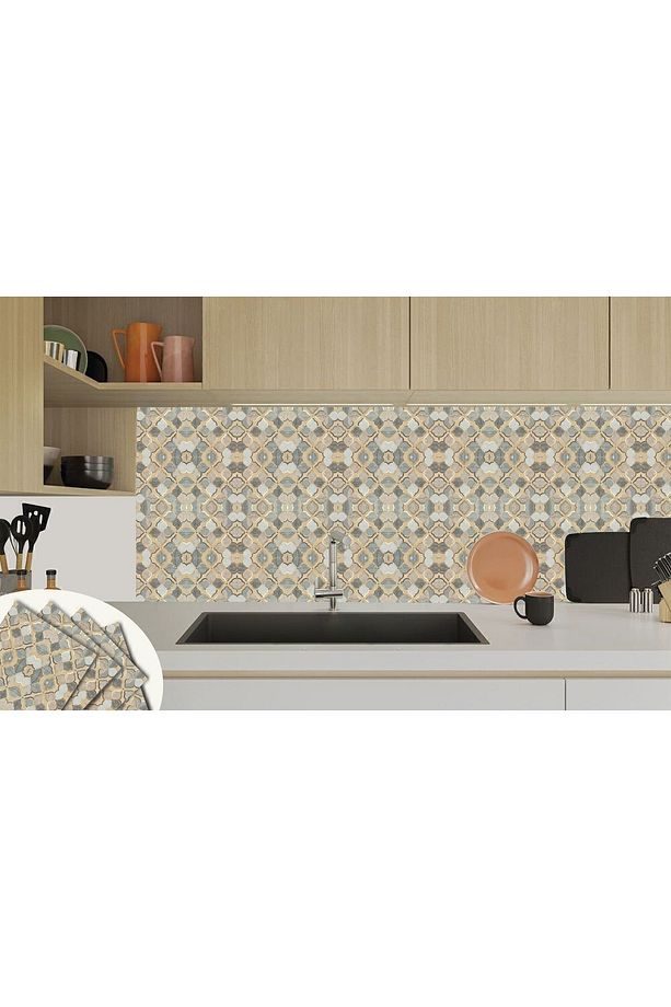 Kendinden Yapışkanlı Gold Çiçek Desenli Pvc Karo 30x30 Cm (4 ADET) 0,36 M2 - 6