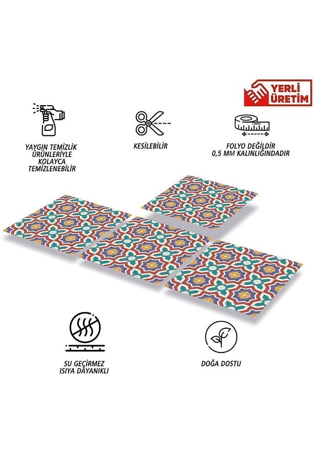 Kendinden Yapışkanlı Kontrast Yıldız Desenli Pvc Karo 30x30 Cm (11 ADET) 1 M² - 3