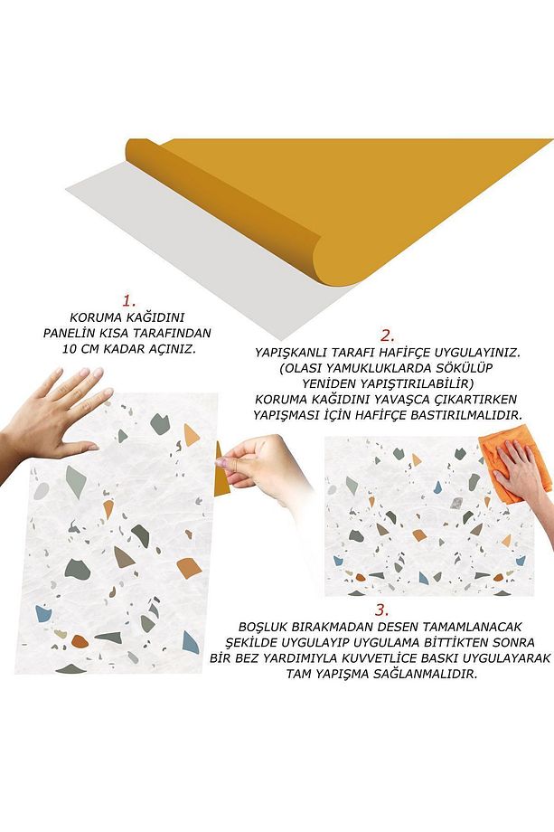 Kendinden Yapışkanlı Terrazzo Desenli Pvc Panel 41x62 Cm (12 Adet) 3 M² - 6