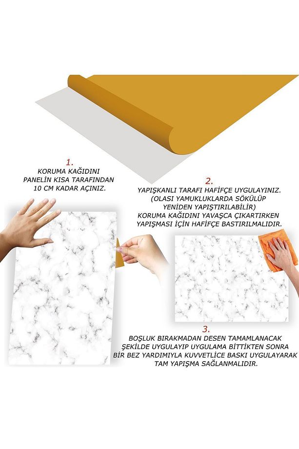 Kendinden Yapışkanlı Granit Mermer Desenli Pvc Panel 41x62 Cm (4 Adet) 1 M² - 6