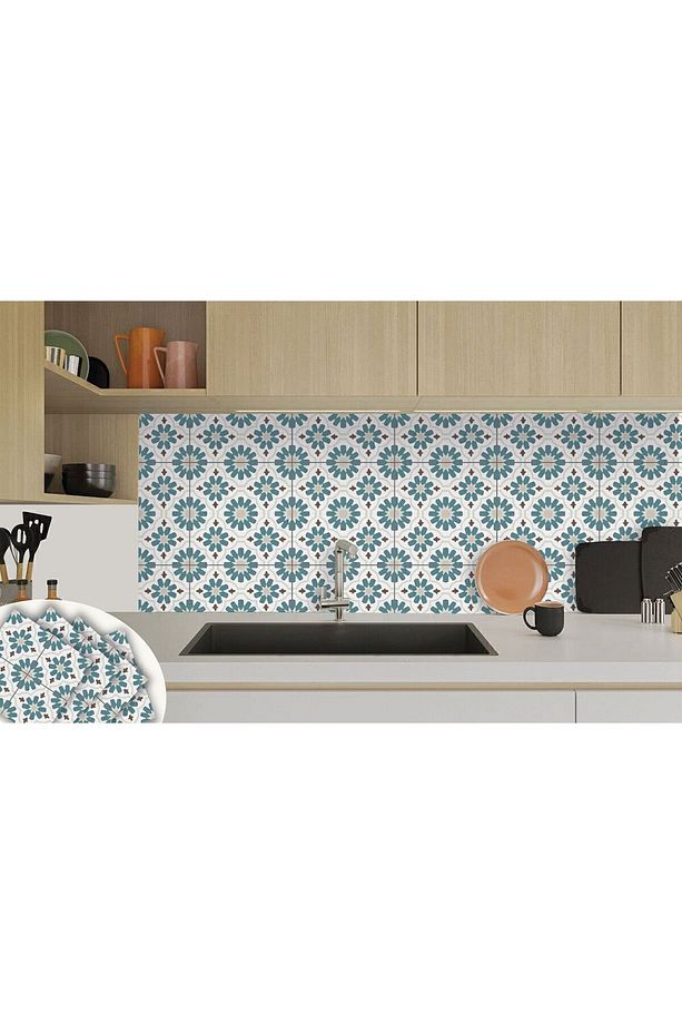 Kendinden Yapışkanlı Yeşil Çiçek Bahçesi Desenli Pvc Karo 30x30 Cm (56 ADET) 5 M² - 6