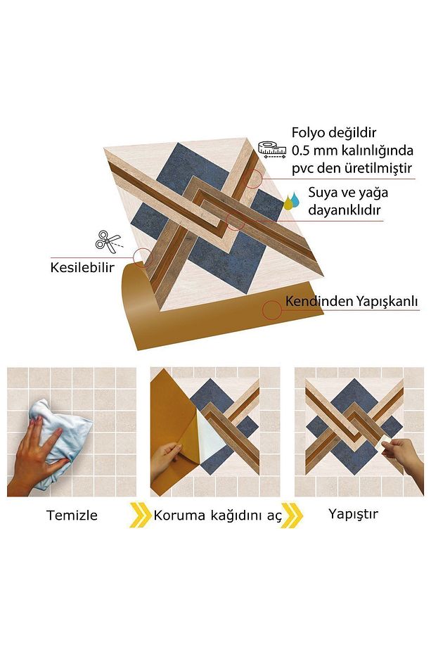 Kendinden Yapışkanlı Ahşap 005 Desenli Pvc Karo 30x30 Cm (56 ADET) 5 M² - 4