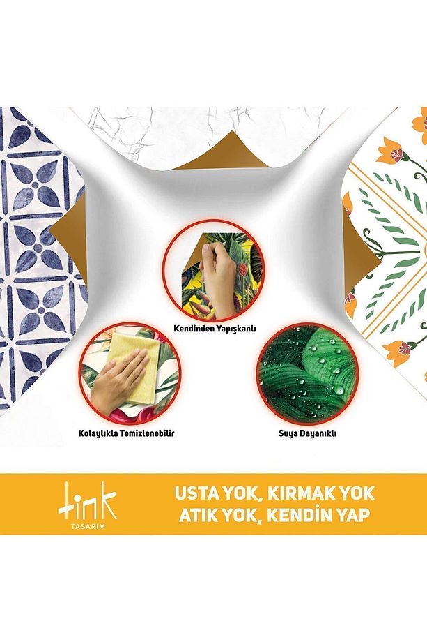 Kendinden Yapışkanlı Portakal Çiçeği Desenli Pvc Karo 30x30 Cm (11 ADET) 1 M² - 8