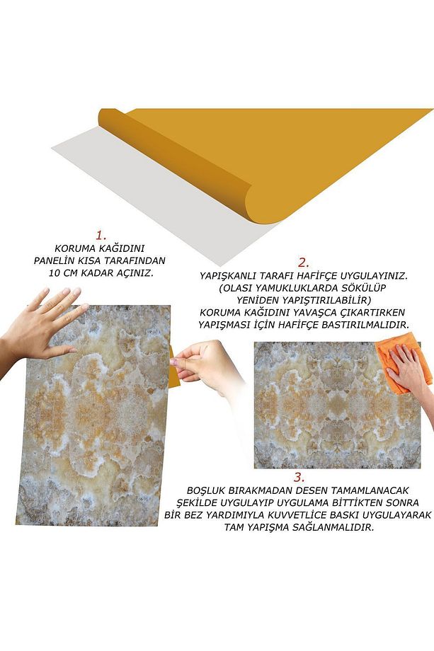 Kendinden Yapışkanlı Cappuccino Desenli Pvc Panel 41x62 Cm (4 Adet) 1 M² - 5
