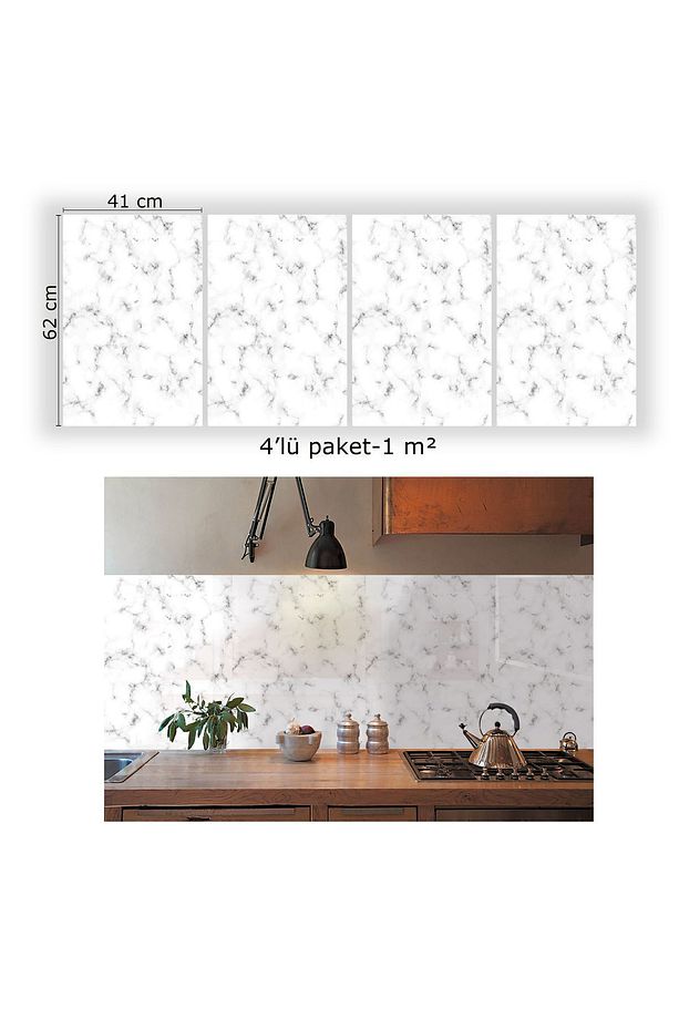 Kendinden Yapışkanlı Granit Mermer Desenli Pvc Panel 41x62 Cm (4 Adet) 1 M² - 4