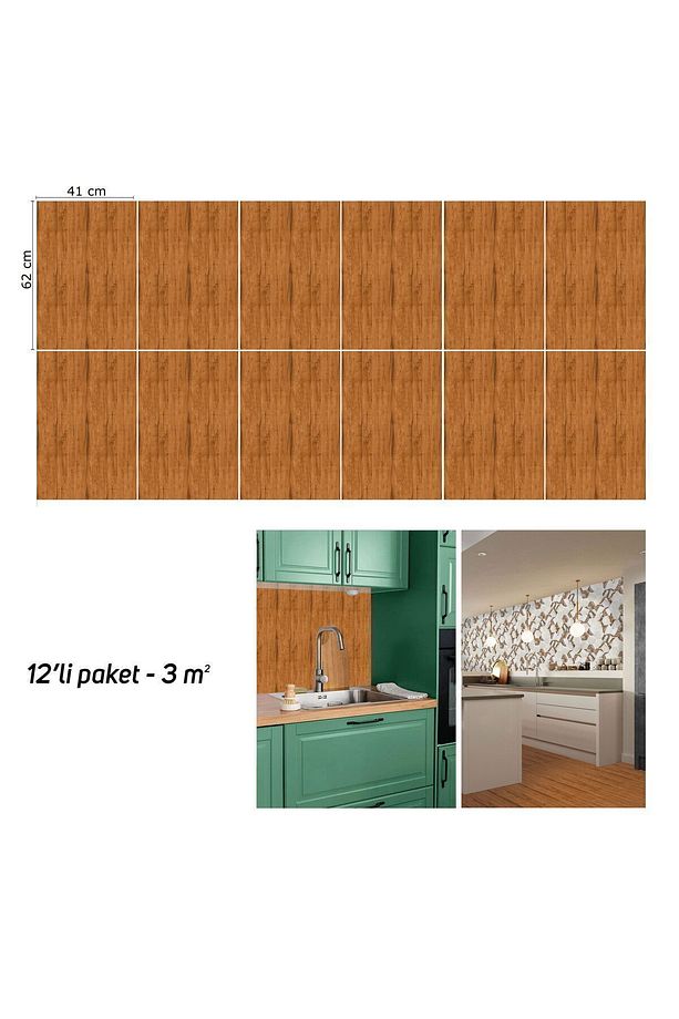 Kendinden Yapışkanlı Cilalı Ahşap Desenli Pvc Panel 41x62 Cm (4 Adet) 1 M² - 8