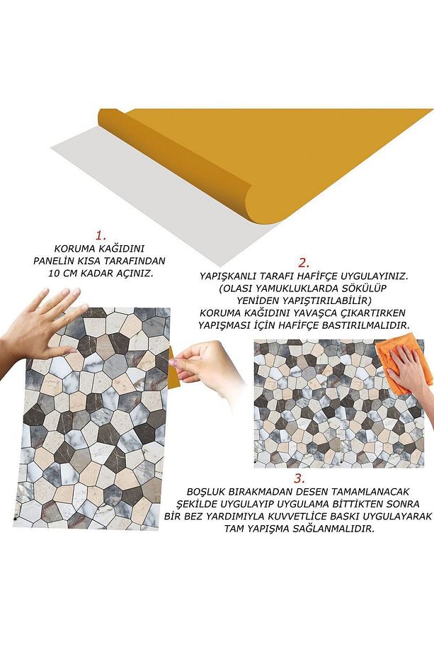 Kendinden Yapışkanlı Çatlak Mermer Desenli Pvc Panel 41x62 Cm (4 Adet) 1 M² - 4