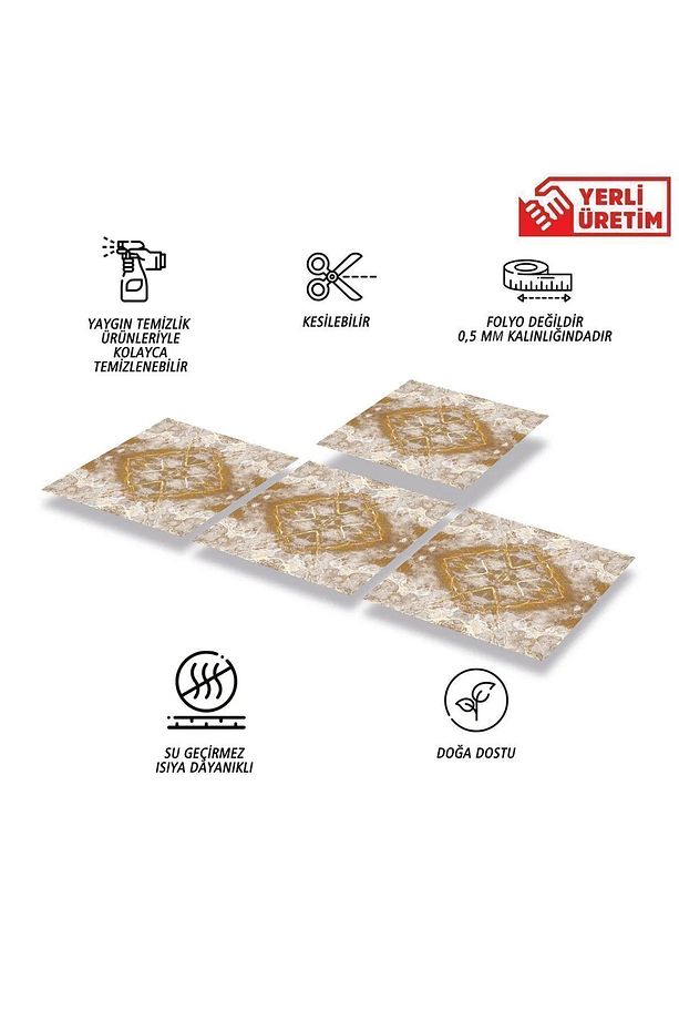 Kendinden Yapışkanlı Mermer 002 Desenli Pvc Karo 30x30 Cm (4 ADET) 0,36 M2 - 3