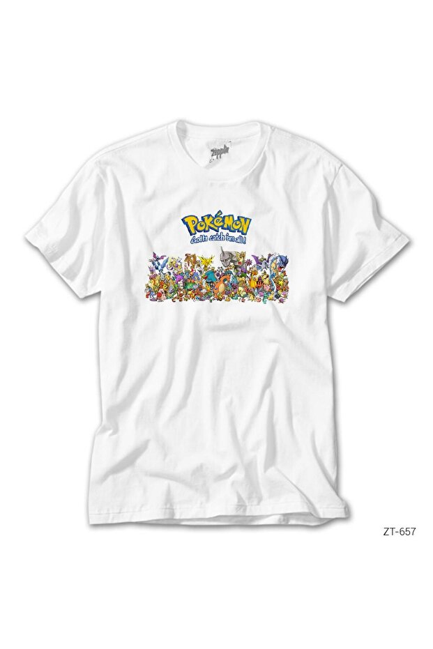 Pokemon Characters White T-Shirt 3XL
