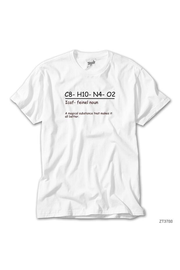 C8 H10 N4 02 White T-Shirt
