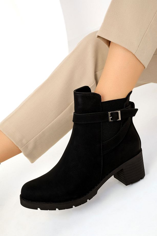 Siyah Mat Kadın Bot & Bootie 19635 - 5