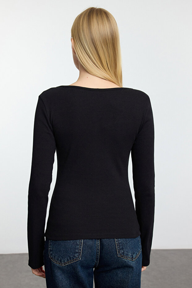 Siyah Örme Bluz TWOAW25BZ00200 - 5