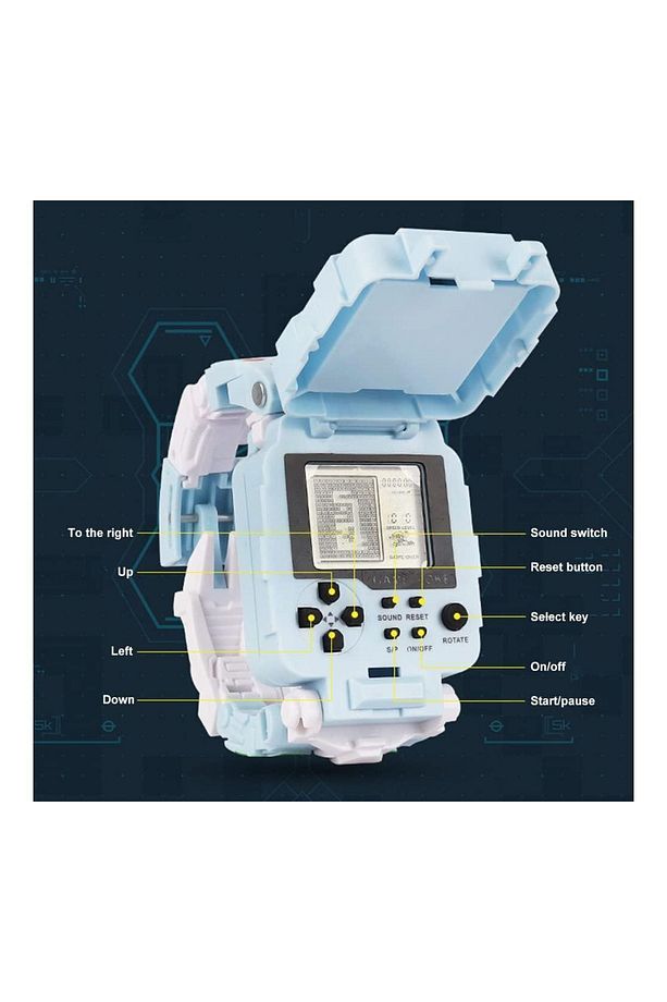 Tetris Oyunlu Transformers Robot Saat - Pastel Mavi - 6