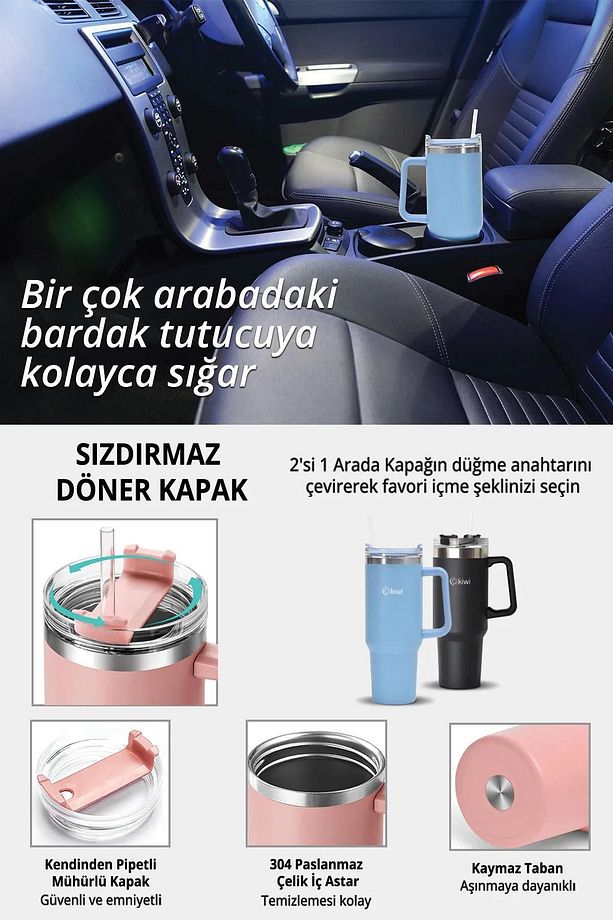Kt-8660 Pipetli Termos Bardak 1,2 Lt Sıcak ve Soğuk - 3