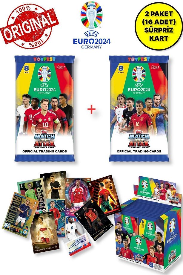 ALMANYA EURO 2024 Avrupa Şampiyonası Match Attax - 2 ADET Resmi Futbolcu Kart Paketi (16 Adet Kart) - 1