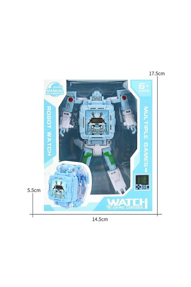 Tetris Oyunlu Transformers Robot Saat - Pastel Mavi - 4
