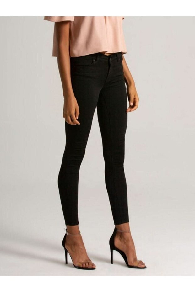 High Waist Black Women's Ankle Length Narrow Leg Skinny Lycra Jeans Pantalon