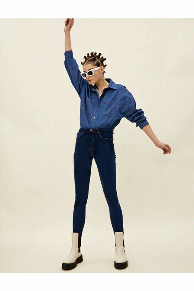 Ikon Dark Blue Multi-Lycra Thick Blue Skinny Jeans (FULL Elastane 7%)