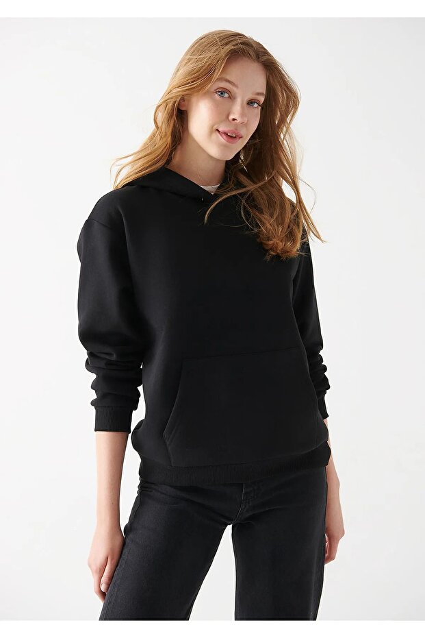 Kapüşonlu Siyah Basic Sweatshirt 167299-900 - 1