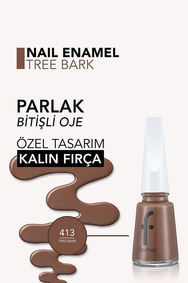 Nail Enamel Yüksek Pigmentli & Parlak Bitişli Oje Fne-413 Tree Bark - 5