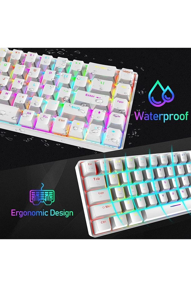 T60 Beyaz Mavi Switch Klavye Kablolu Gaming Driverli Oyuncu Klavyesi T60 Mini Q Klavye - 4