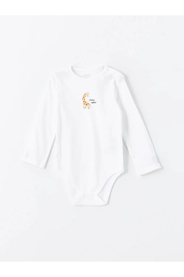 LCW baby Ekru Bisiklet Yaka Baskılı Erkek Bebek Çıtçıtlı Body 5'li - 2