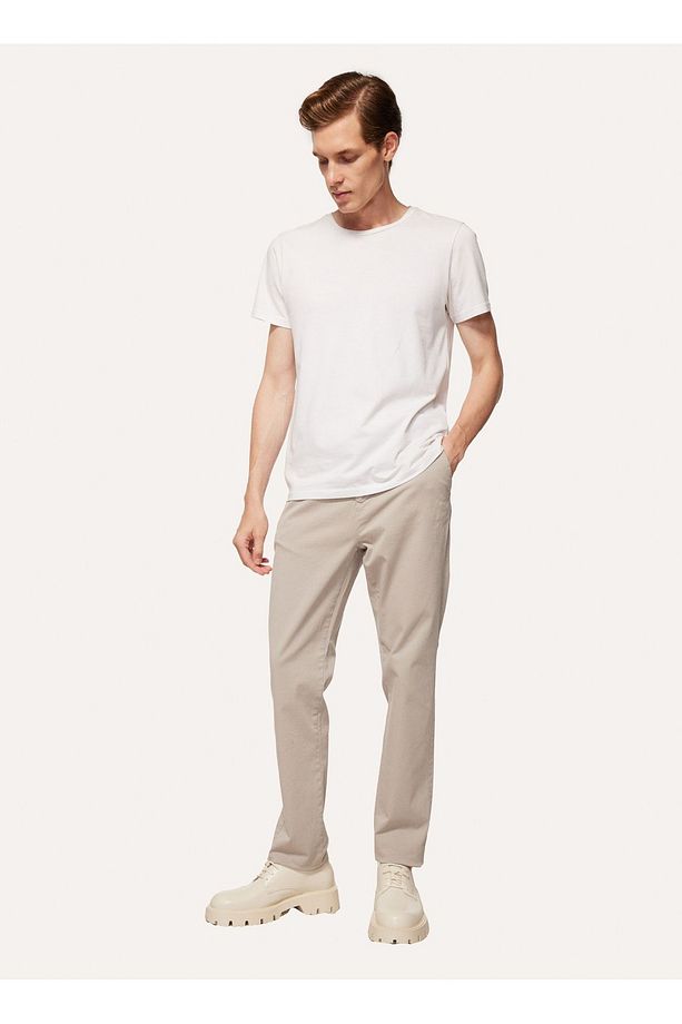 Normal Bel Dar Paça Gri Erkek Chino Pantolon F3WM-PNT902 - 1