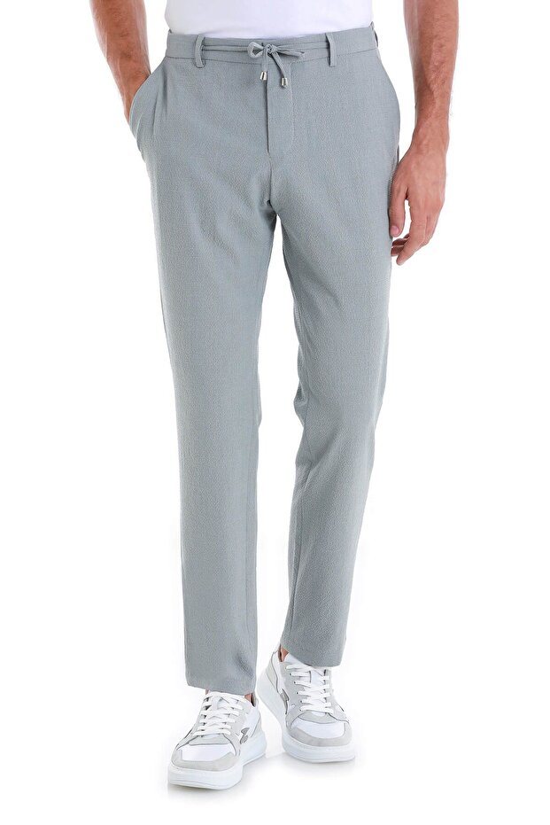 Gray Dynamic Fit Checkered Jogger Trousers with Side Pockets