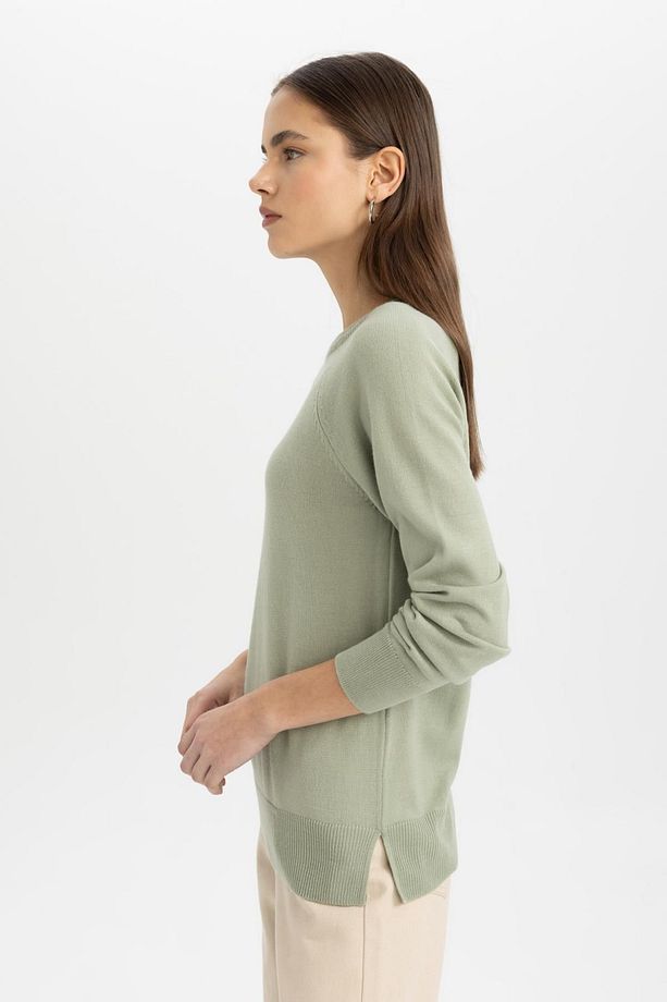 Yumuşak Dokulu Bisiklet Yaka Reglan Kol Basic Düz Triko Kazak I6913az24wn - 4