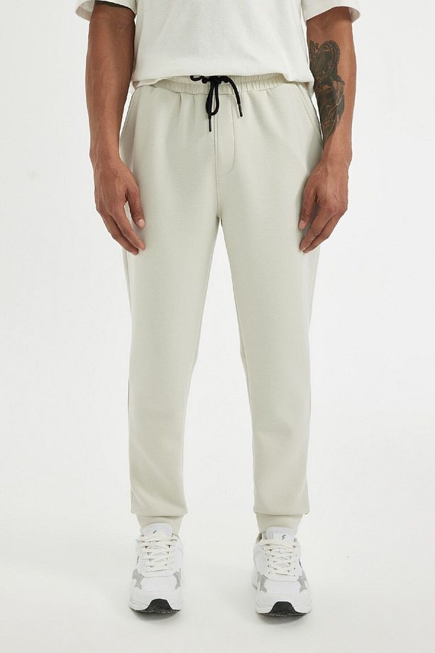 Fit Jogger Eşofman Altı Slim Fit Skuba Dalgıç Kumaş Lastikli Paça Beli Bağcıklı Cepli - 3