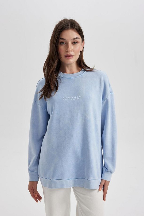 Regular Fit Bisiklet Yaka Baskılı Basic Sweatshirt Tunik B3592ax23wn - 4