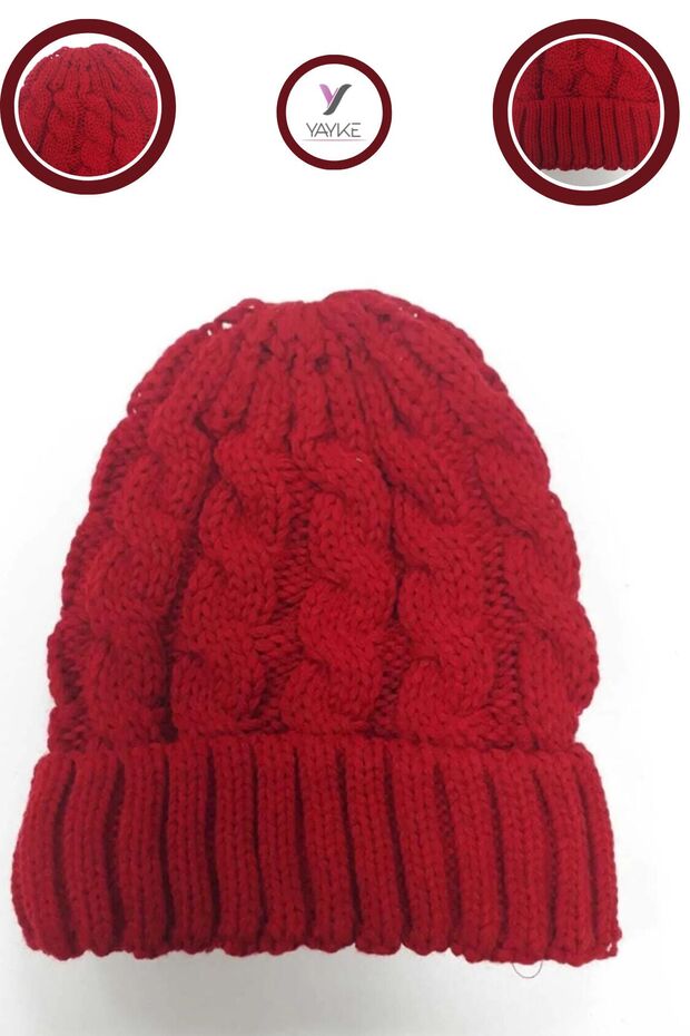 Light Red Knitwear Knitted Women's Beanie-Hat