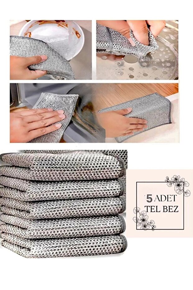 5 Pieces Double Layer and Microfiber Inox Wire Cloth - Dish Cloth