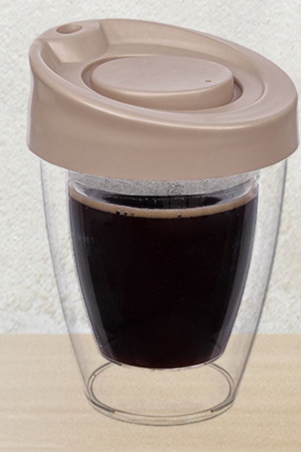 Çift Cidarlı Espresso Lungo Kahve Bardağı Kapaklı El Yakmaz Bardak - 1
