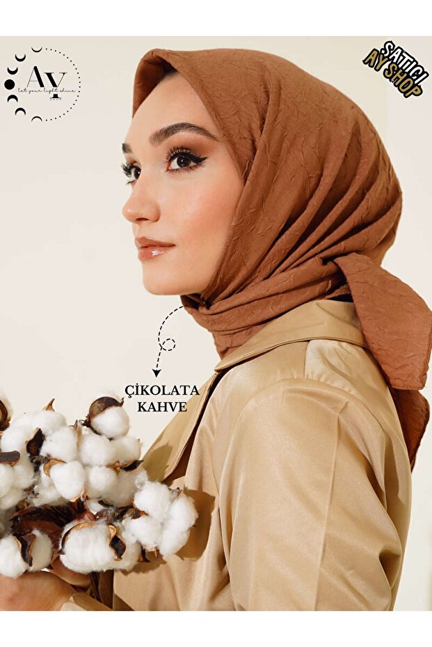 Hijab Women's Bamboo Crochet Chocolate Brown Scarf