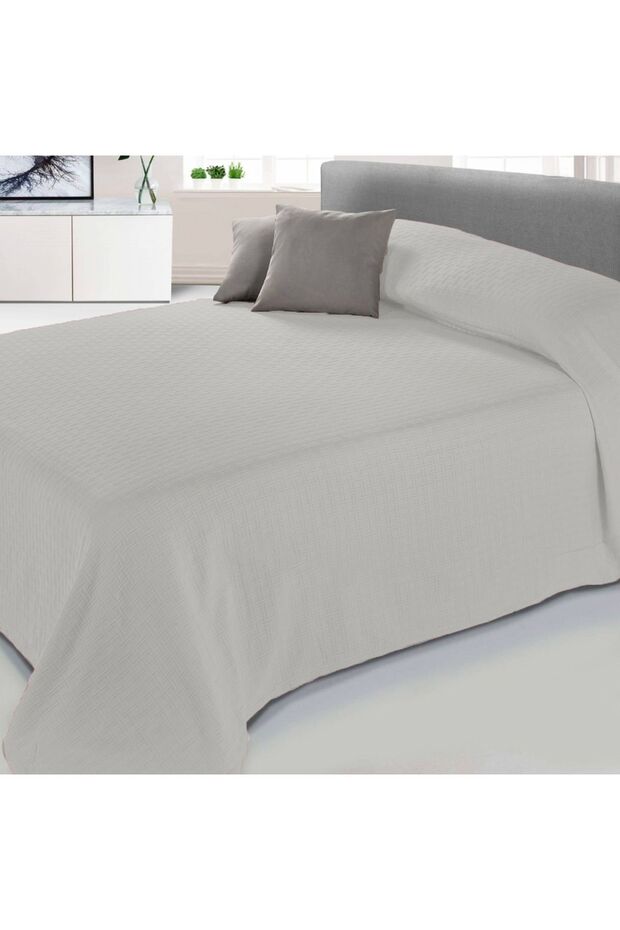 Tek Kişilik Jakarlı Çubuk Desenli Yatak Örtüsü, Pike , 160x240cm - 1