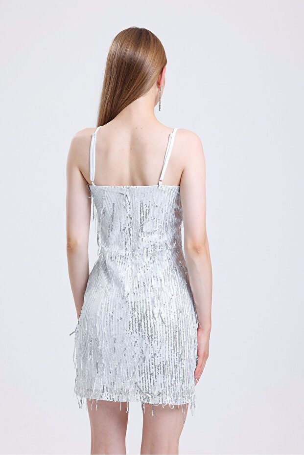 Payet Abiye Elbise | ELB35119 Silver - 7
