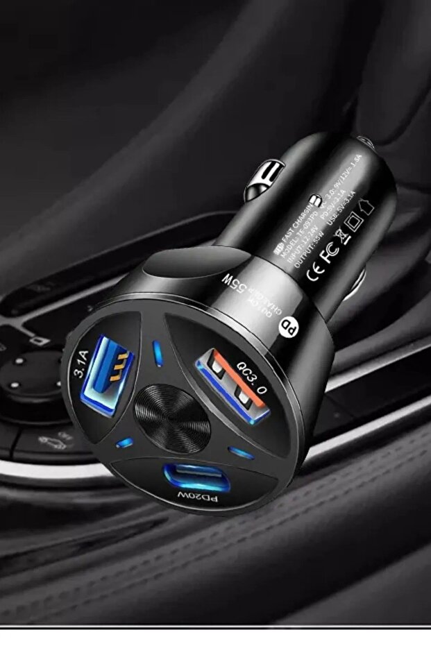 55w Hızlı Şarj 1 Type-c Ve 2 Usb Çıkışlı Araba Çakmaklık Şarj Aleti Fast Android Ve Iphone - 4