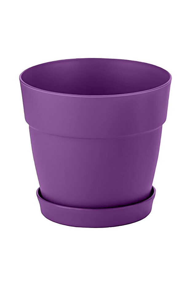 0.11 Litre Mor Manolya Saksı Dekoratif Tabaklı Mat Çiçek Kaktüs Saksısı - 1