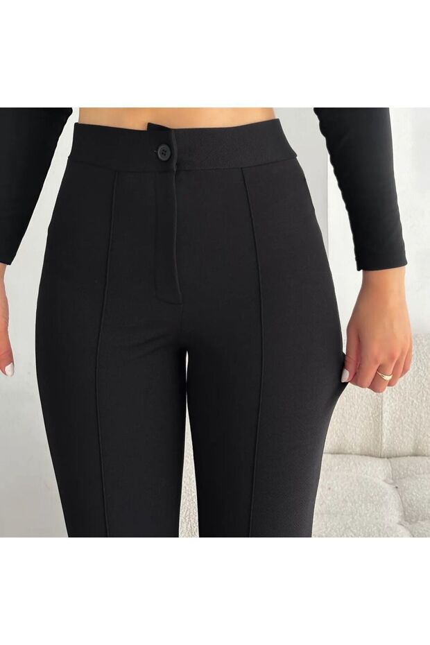 İspanyol Paça Likralı Şık Pantoolon - 1